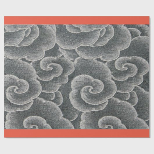 JAPANESE GRAY CLOUDS MET ORANJE papier (Vlak)