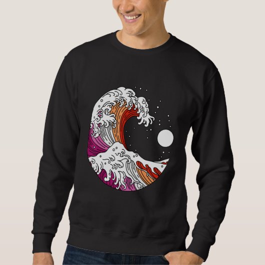 Japanese Great Wave Lesbian Pride Flag WlW Gay Gir Trui (Voorkant)