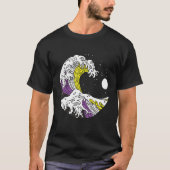 Japanese Great Wave Non Binary Pride Flag Nonbinar T-shirt (Voorkant)