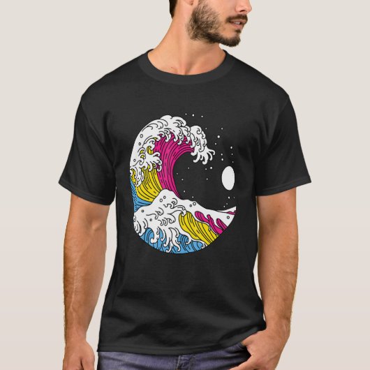 Japanese Great Wave Pansexual Pride Flag Pan LGBTQ T-shirt (Voorkant)