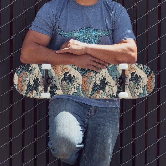 Japanese Great Wave Pattern  Persoonlijk Skateboard (Buiten 3)