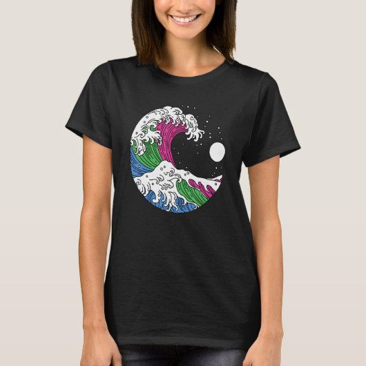 Japanese Great Wave Polysexual Pride Flag Polyamor T-shirt (Voorkant)