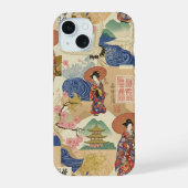 Japanese Green Anime Moodboard Art cartoon gift iPhone 15 Case (Achterkant)