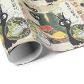Japanese Green Anime Moodboard kawaii cartoon gift Cadeaupapier (Rol Hoek)
