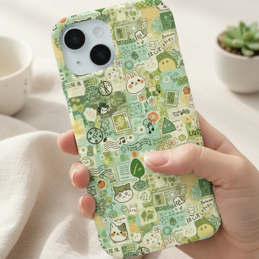Japanese Green Anime Moodboard kawaii cartoon gift Case-Mate iPhone Case
