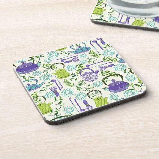 Japanese Green Teapot Design Bier Onderzetter (Linkerzijde)