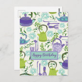 Japanese Green Teapot Design Briefkaart (Voorkant / Achterkant)
