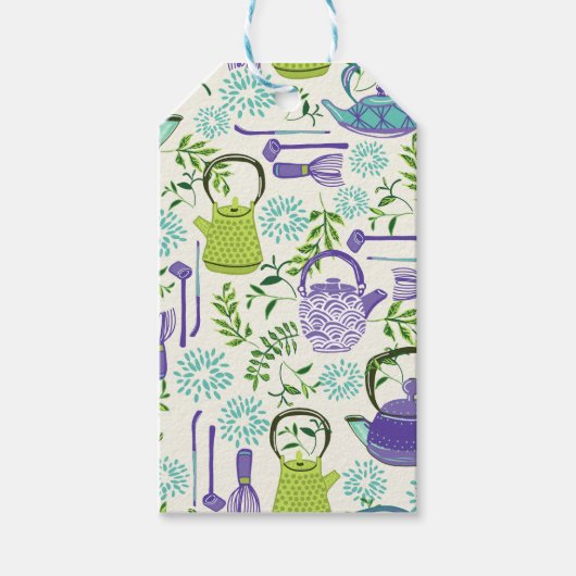 Japanese Green Teapot Design Cadeaulabel (Voorkant)