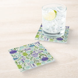 Japanese Green Teapot Design Glazen Onderzetter