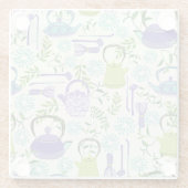 Japanese Green Teapot Design Glazen Onderzetter (Achterkant)