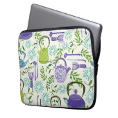 Japanese Green Teapot Design Laptop Sleeve (Voorkant Links)