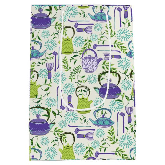 Japanese Green Teapot Design Medium Cadeauzakje (Achterkant)