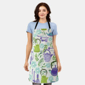 Japanese Green Teapot Design Schort (Gedragen)