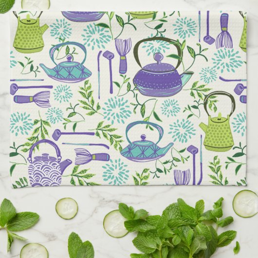 Japanese Green Teapot Design Theedoek (Gevouwen)