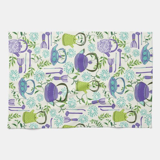 Japanese Green Teapot Design Theedoek (Horizontaal)