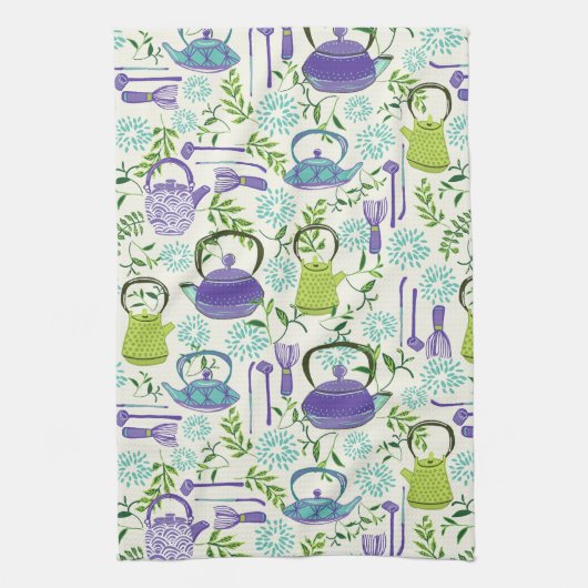 Japanese Green Teapot Design Theedoek (Verticaal)