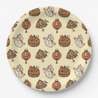 Japanese Halloween Yokai Pattern Paper Plates Papieren Bordje
