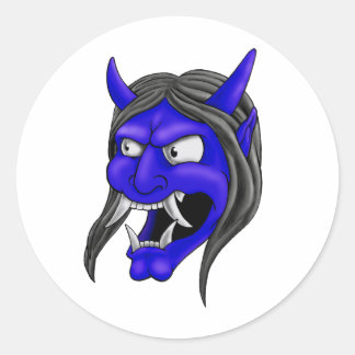 Japanese Hannya Mask Ronde Sticker
