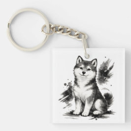 【Japanese Ink Puppy Acrylic Keychain】 Sleutelhanger