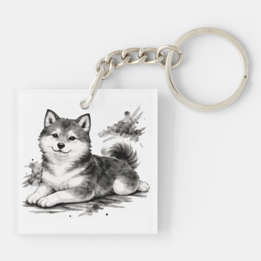 【Japanese Ink Puppy Acrylic Keychain】 Sleutelhanger (Achterkant)