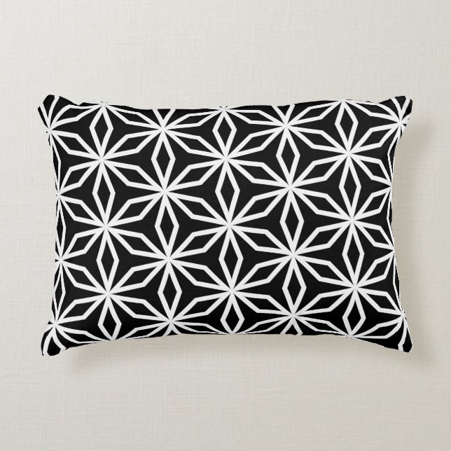 Japanese-Inspired Geometric Black and White  Accent Kussen (Voorkant)