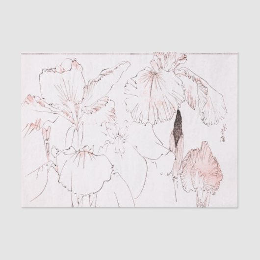 JAPANESE IRIS WOODBLOCK AFDRUKTEKST TISSUEPAPIER (Voorkant)