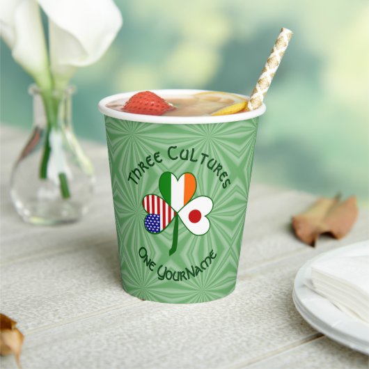 Japanese Irish American Shamrock Personalized Text Papieren Bekers (Insitu)