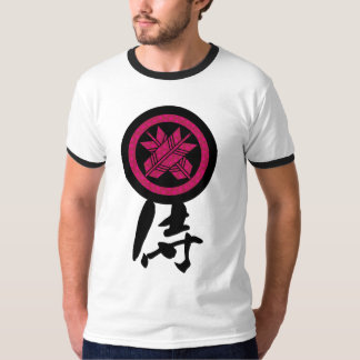 Japanese kanji "侍" (samurai) and family crests t-shirt