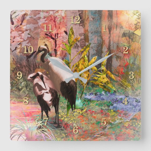 JAPANESE KANSEN "Rising Sun" Vierkante Klok (Voorkant)