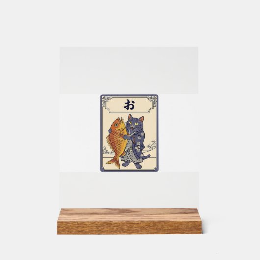 Japanese Karuta Cat Acryl Bord (Voorkant)