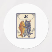 Japanese Karuta Cat with Tai Fish Labels (Design 1)