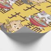 Japanese Kawaii Anime Cat Ramen Noodles Cadeaupapier (Hoek)