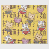 Japanese Kawaii Anime Cat Ramen Noodles Cadeaupapier (Vlak)