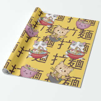 Japanese Kawaii Anime Cat Ramen Noodles Cadeaupapier