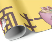 Japanese Kawaii Anime Cat Ramen Noodles Cadeaupapier (Rol Hoek)