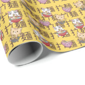 Japanese Kawaii Anime Cat Ramen Noodles Cadeaupapier (Rol Hoek)