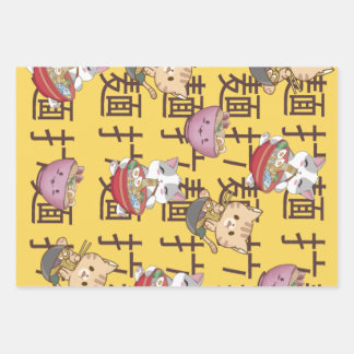 Japanese Kawaii Anime Cat Ramen Noodles Inpakpapier Vel