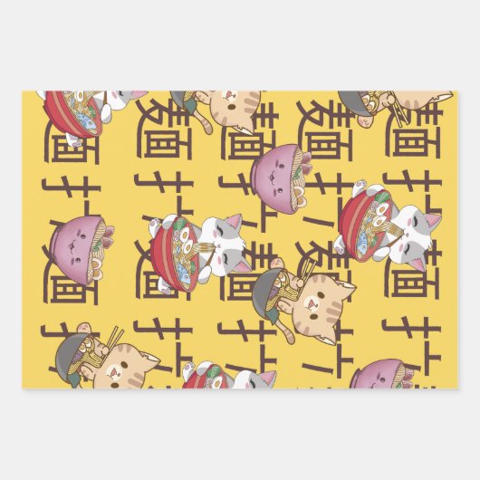 Japanese Kawaii Anime Cat Ramen Noodles Inpakpapier Vel (Voorkant)