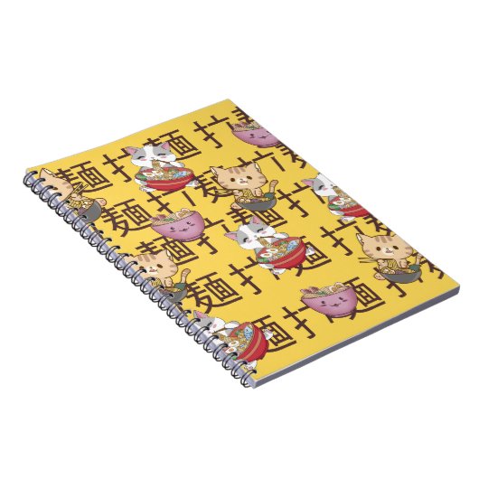 Japanese Kawaii Anime Cat Ramen Noodles Notitieboek (Rechterzijde)