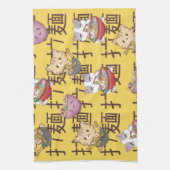 Japanese Kawaii Anime Cat Ramen Noodles Theedoek (Verticaal)