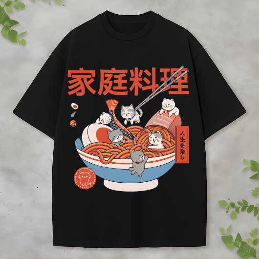 Japanese Kawaii Cat Noodles Adorable Food Lovers T-shirt