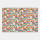 Japanese Kawaii Cats with Cherry Blossoms Birthday Inpakpapier Vel (Voorkant 3)