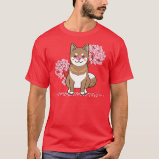 Japanese Kawaii Sakura  Cherry Blossom Shikoku Dog T-shirt