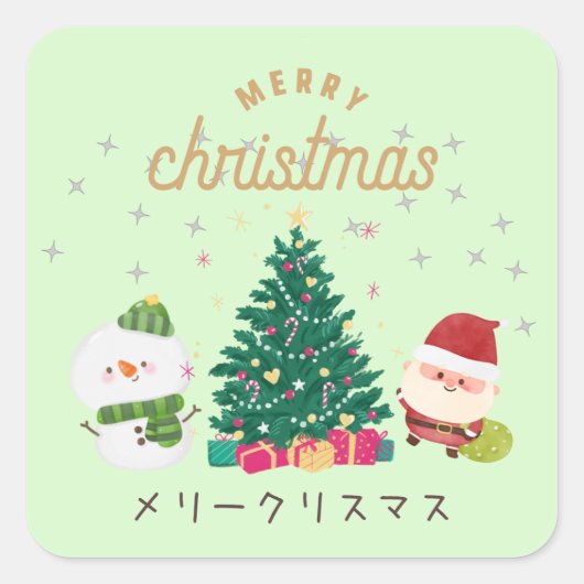 Japanese kawaii sticker 【Santa GREEN】christmas (Voorkant)