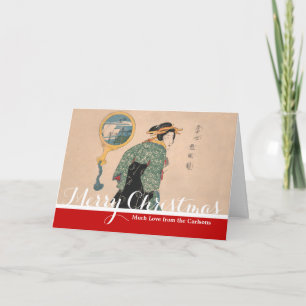 Japanese Kimono Woman Courtesan Artwork Feestdagen Kaart