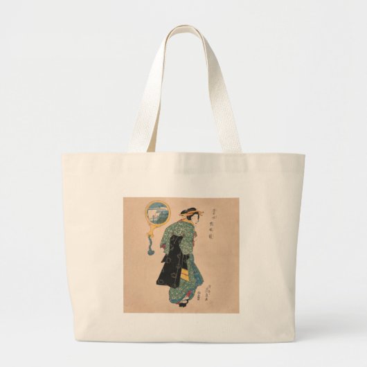 Japanese Kimono Woman Courtesan Artwork Grote Tote Bag (Voorkant)