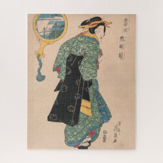 Japanese Kimono Woman Courtesan Artwork Legpuzzel (Verticaal)