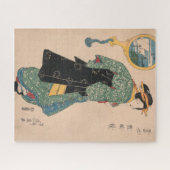 Japanese Kimono Woman Courtesan Artwork Legpuzzel (Horizontaal)