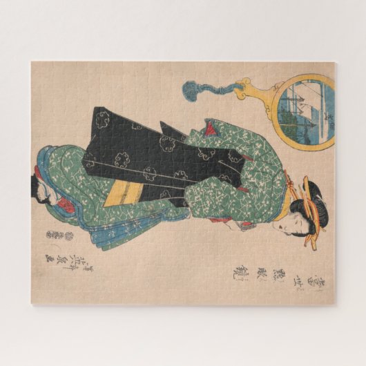 Japanese Kimono Woman Courtesan Artwork Legpuzzel (Horizontaal)