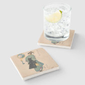 Japanese Kimono Woman Courtesan Artwork Stenen Onderzetter (Zijkant)